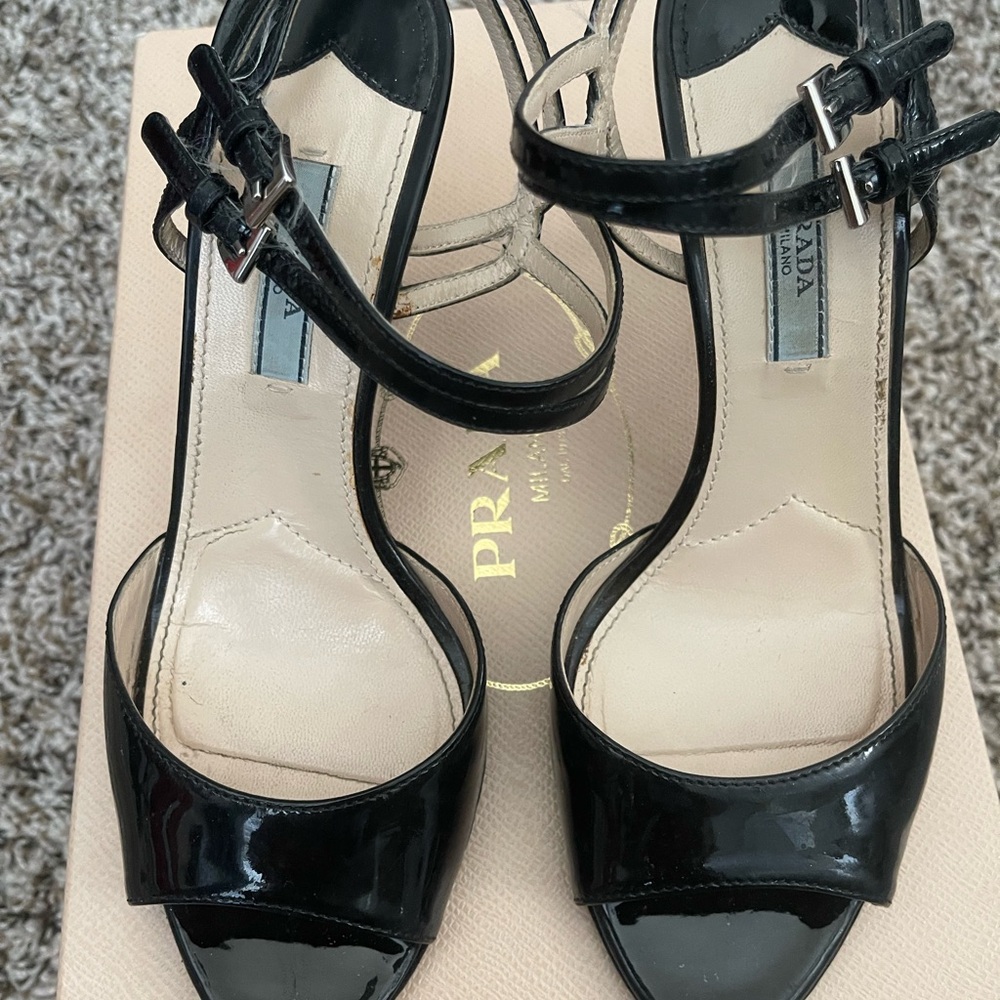 Prada Women's Black Patent Leather Heels